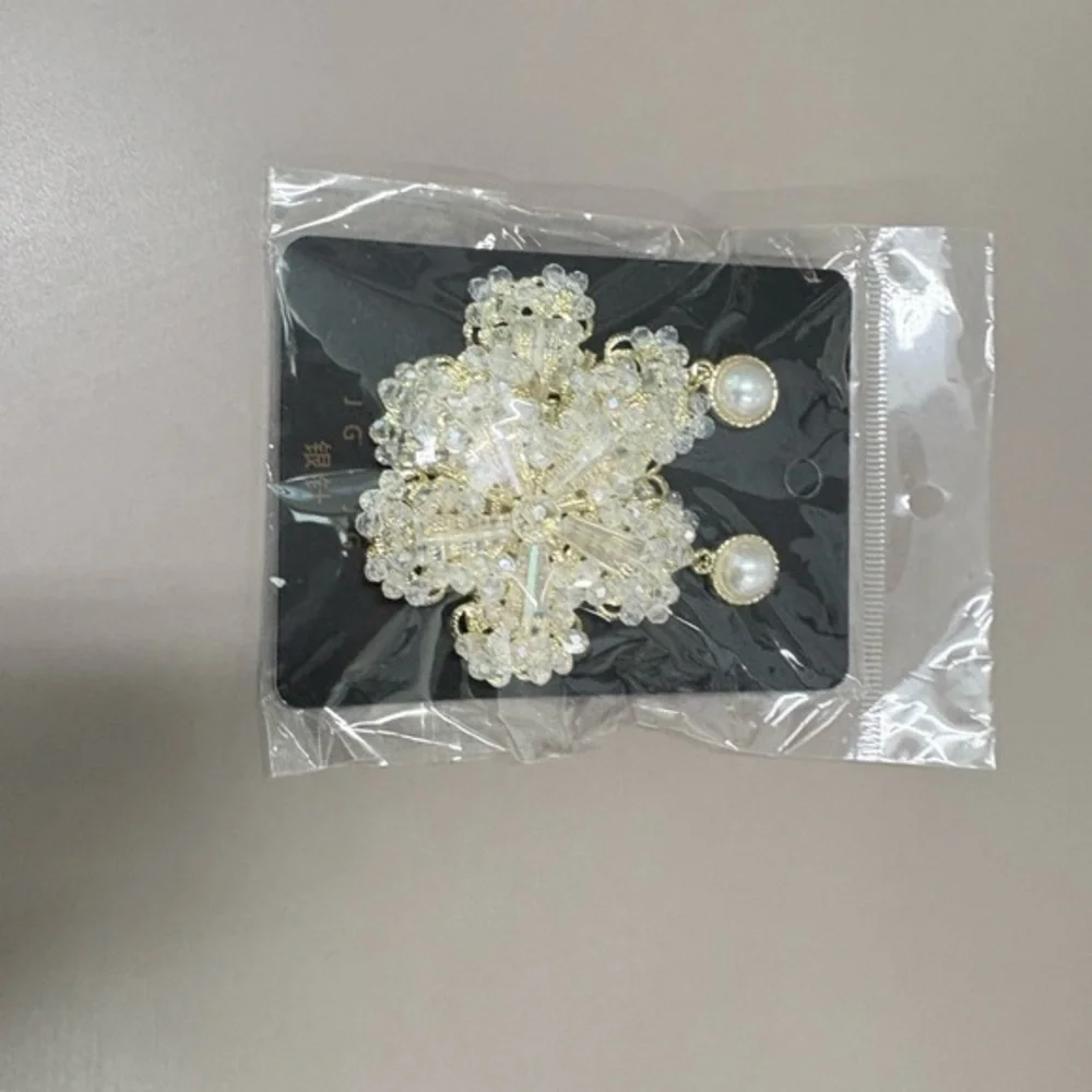 Luxury‎ Crystal Floral Earrings Statement Pearl Studs Elegant Dangle Jewelry New